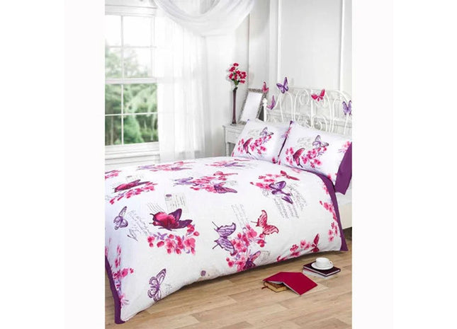 PARISIENNE BUTTEFLIES DUVET SET PLUM