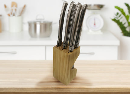6-Piece Stainless Steel Steak Knife Set With Wooden Block