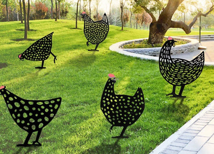 Pack of Cute Garden Chicken Ornaments
