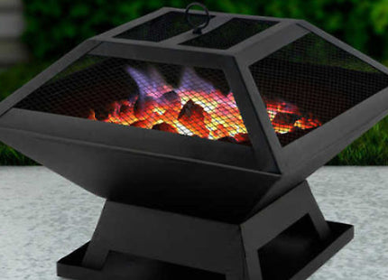 Square Fire Pit with BBQ Grill