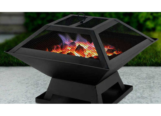 Square Fire Pit with BBQ Grill