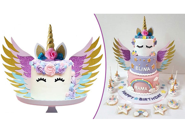 Winged Unicorn Cake Topper Set