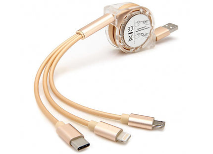 3-in-1 Multi USB Retractable Charger Cable