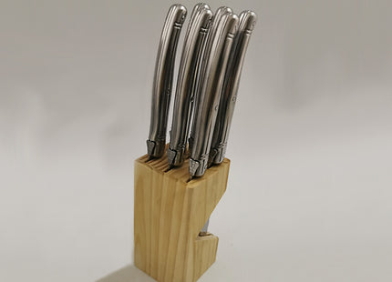 6-Piece Stainless Steel Steak Knife Set With Wooden Block