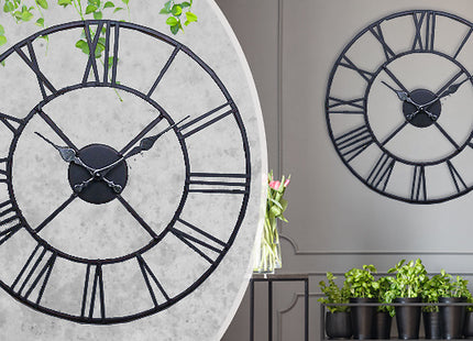 Giant Vintage-Style Roman Numeral Wall Clock