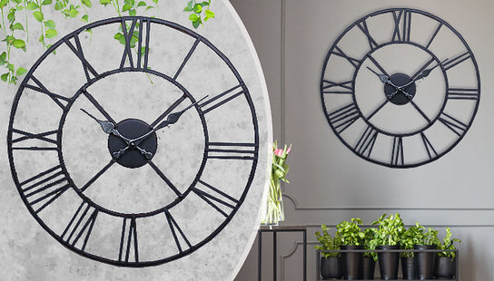 Giant Vintage-Style Roman Numeral Wall Clock