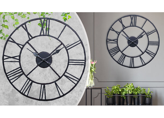Giant Vintage-Style Roman Numeral Wall Clock
