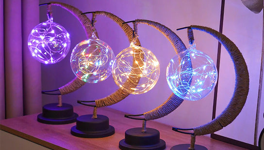 LED Woven Half-Moon Table Lamp