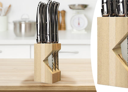 6-Piece Stainless Steel Steak Knife Set With Wooden Block