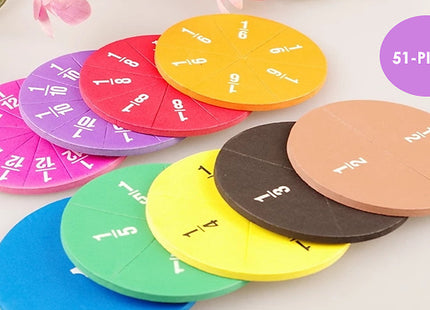 51-Piece Maths Fraction Counting Chips Set