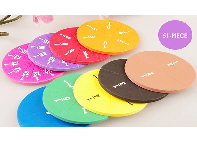 51-Piece Maths Fraction Counting Chips Set