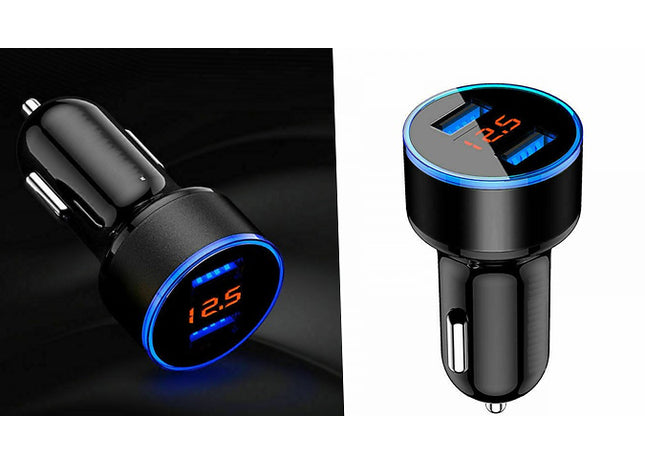 Dual USB Car Charger with LCD Display